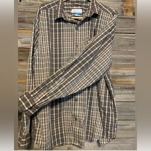 Men’s Columbia Omni-wick brown plaid shirt-large